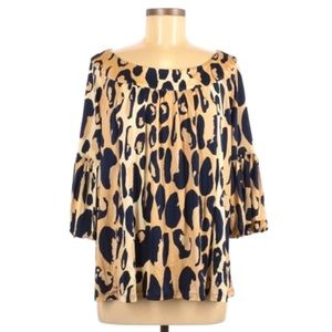 Diane Avon Furstenberg Animal Print 3/4 Sleeve Top